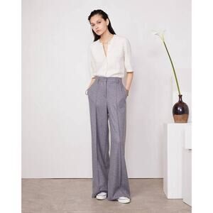 Officine Generale Rosa Wide Leg Pants in Heather Grey 38 US 6